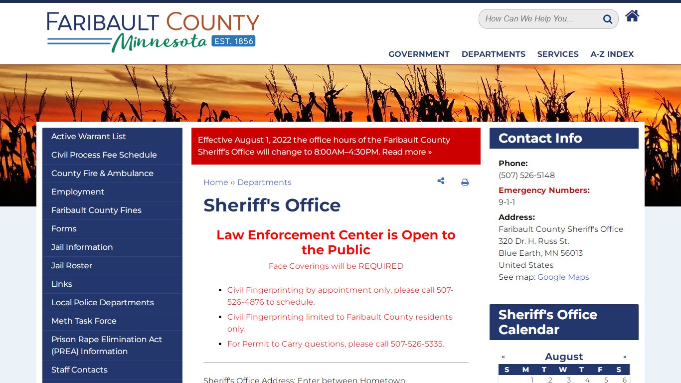 Sheriff's Office | Faribault County MN